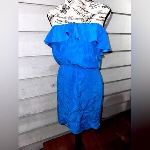 REVOLVE•AMANDA UPRICHARD•100%SILK STRAPLESS FAUX WRAP RUFFLE MINI DRESS•SIZE:M